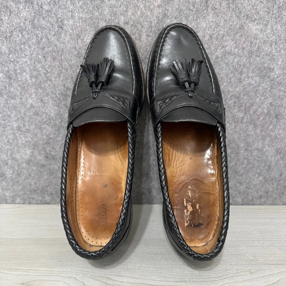Allen Edmonds Maxfield Loafers Mens 10 Black Tassel‎ Woven Leather Dress Shoes